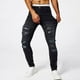 thumbnail image 4 of Pantalones largos para hombre, casuales, de moda, con parche perforado, bolsillo de lentejuelas brillantes, color sólido, elásticos, ajustados, pantalones de mezclilla de pierna pequeña, pantalones pa, 4 of 9