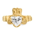 thumbnail image 5 of 14k Yellow Gold April Birthstone Claddagh Band Ring, 5 of 7