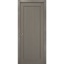 Panel Pocket Door 18 x 96 with Frames | Quadro 4111 Grey Ash | Kit Trims Rail Hardware | Solid Wood Interior Pantry Kitchen Bedroom Sliding Closet Sturdy Doors