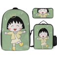 thumbnail image 1 of Chibi Maruko-chan Backpack Three Piece Essentials 17 Inch Bag Lunch Tote Pen Case, 1 of 5