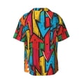 thumbnail image 5 of KLL Colorful Arrow Graffiti Pattern Print Men's Shirt Short Sleeve Button Down Summer Cuba Beach Shirts- Medium, 5 of 5