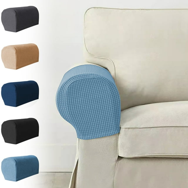 All-Inclusive Solid Color Plaid Sofa Armrest Cover, Elastic Protective Cover, Non-Slip, Thickened, Universal for All Seasons, 2pc, Couch Armrest Protector, Furniture Slipcover, Sofa Armrest Protector