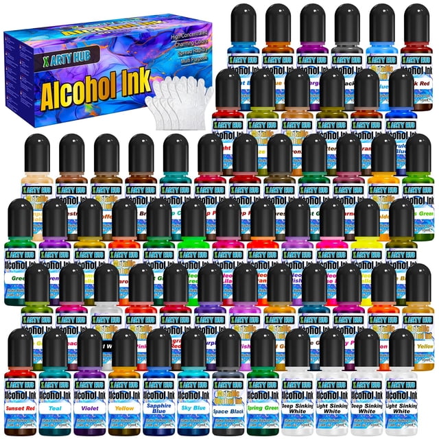 Juego de 60 botellas de tinta alcohólica ARTY HUB para arte en resina y más
