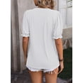 thumbnail image 3 of Summer women's solid color wheat ear T-shirt V-neck short-sleeved tops for women, 3 of 5