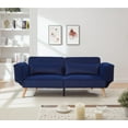 thumbnail image 3 of UHOMEPRO Futon Sofa Bed, Sleeper Sofa, Small Velvet Couch with 5 Adjustable Armrests 3 Splitback Settings 600 LBS Capacity Easy Assembly for Living Rooms Apartments Guest Rooms, Navy Blue, 3 of 10