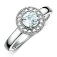 thumbnail image 3 of RYLOS Bagues pour Femmes Bague Halo en Or Blanc 14K avec Pierre Précieuse Ronde de 4 mm et Diamants Bijou Aigue-Marine de Mars Taille 5, 3 of 7