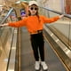 thumbnail image 3 of Minnieouse Viajar Senderismo Camping Niñas Algodón Camisa deportiva Pantalones Conjunto Primavera Otoño Jogging Niños Tops Pantalones Ropa conjuntos de ropa Naranja 130cm, 3 of 6