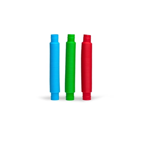 Plastic Sensory Pop Tube Fidget Toys | Set of 3 | Blue, Red, Green