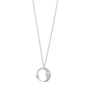 Samie Collection .925 Sterling Silver Crescent Moon & Star Pendant Necklace, Chain - 16.5 inch