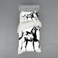 thumbnail image 2 of Ambesonne Animal Bedding Set 4 Pcs, Running Horse Silhouette, Queen, Black and White, 2 of 3