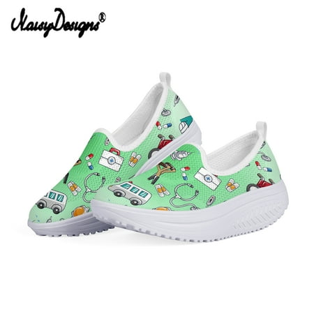 

Women Flats Shoes Fashion Gradient Medicine Supplies Printed Casual Mesh Heightreasing Swing Shoes for Female