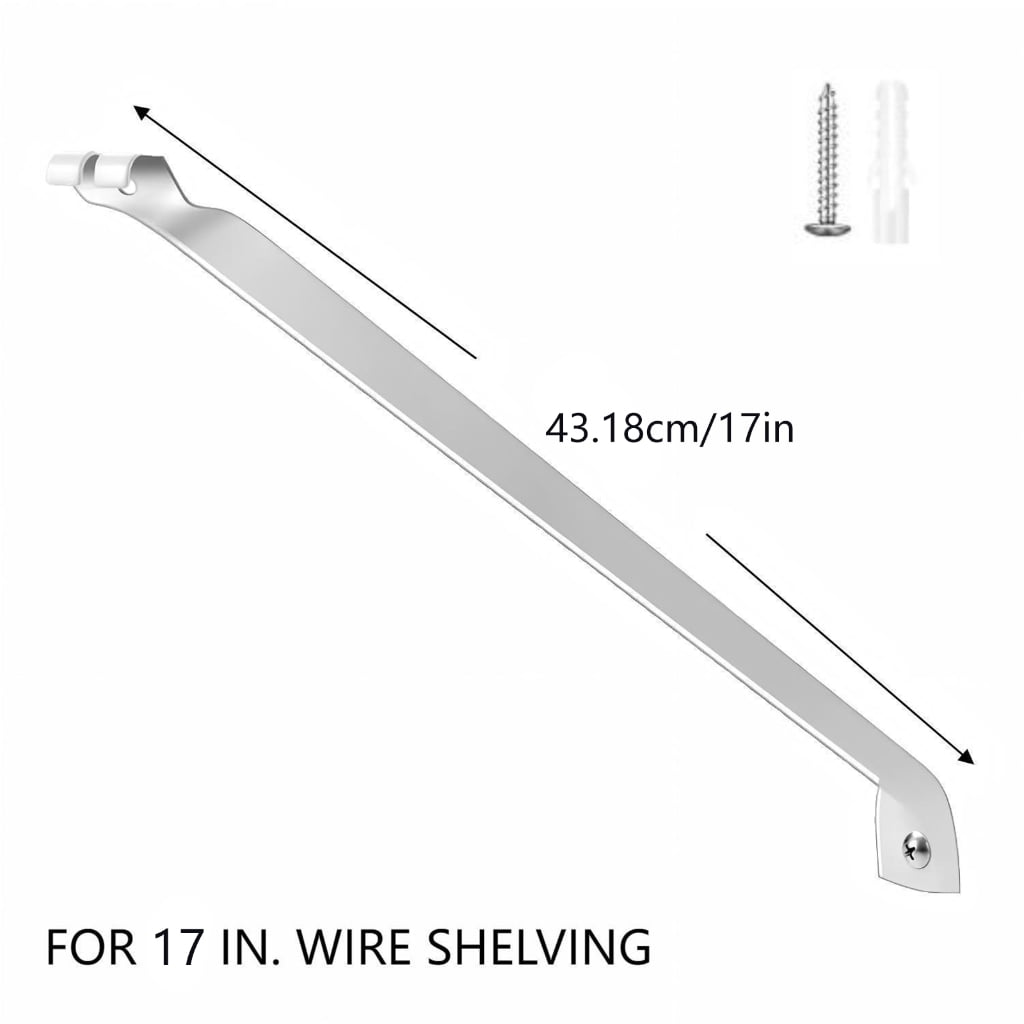 T-HOTLYST 6Pieces 17Inch Stainless Steel Wire Rack Brackets Accessory for Closet Shelving Installation Includes Anchors and Pin