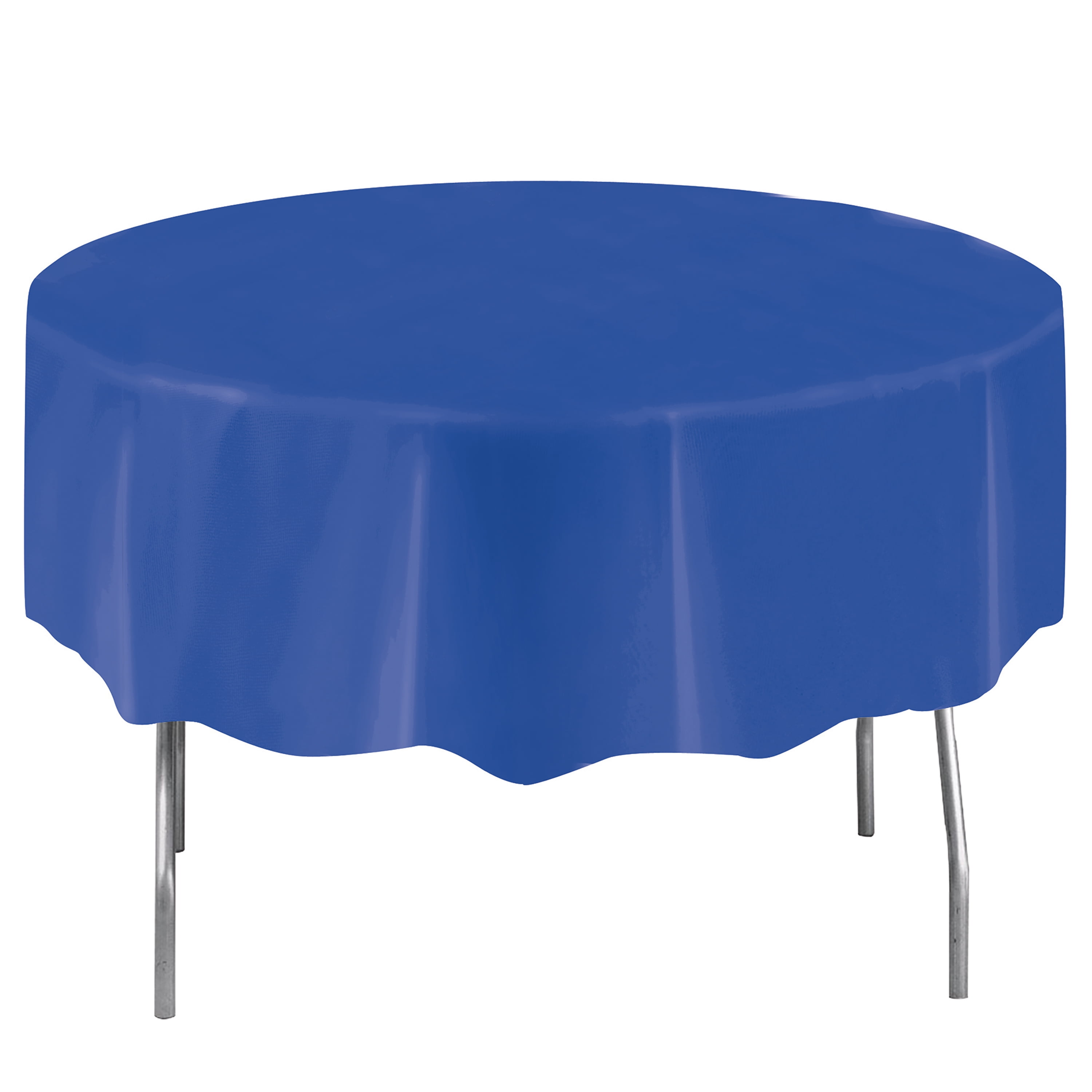 Way to Celebrate! Round Blue Plastic Tablecloth, 84in