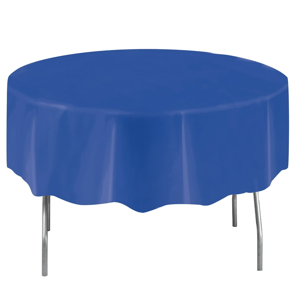 Plastic Round Tablecloth, 84 in, Electric Blue, 1ct