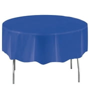 Round 84" Blue Plastic Table Cover, by Way To Celebrate
