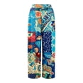 thumbnail image 5 of Dress Pants Women Petite High Waisted Wide Leg Summer Beach Vacation Pants Boho Lounge Casual Palazzo Trousers Sky Blue L, 5 of 8
