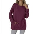 thumbnail image 2 of BLVB Women's Plus Size Fall Sweatshirt Casual Loose Crew Neck Long Sleeve Solid Pullover Tops Shirt with Pocket, 2 of 6