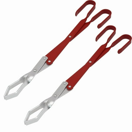 Set of 2 Red Charcoal Grilling Tongs Extra Long Handle BBQ Kitchen Utensils