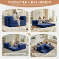 thumbnail image 5 of COOLHUT 63" W Combination Sofa, High Rebound Density Foam Sofa Couch, Two Forms Floor Couch Three Seats Sofa Bed for Living Room, Bedroom, NavyBlue, 5 of 14