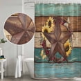 thumbnail image 4 of Country Star Vintage Shower Curtain Set - 72" x 78" Washable Bathtub Curtain with 12 Hooks, Sunflower Farmhouse Teal Brown Western Berry Waterproof Fabric Stall Shower Curtains for Bathroom Décor, 4 of 6
