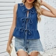 thumbnail image 6 of Basic Camisole For Women Tanks Tops Fashion Denim Vest With Lace Up Detail Ruffled Hemline For Wear Going Out Cami Top, 6 of 8