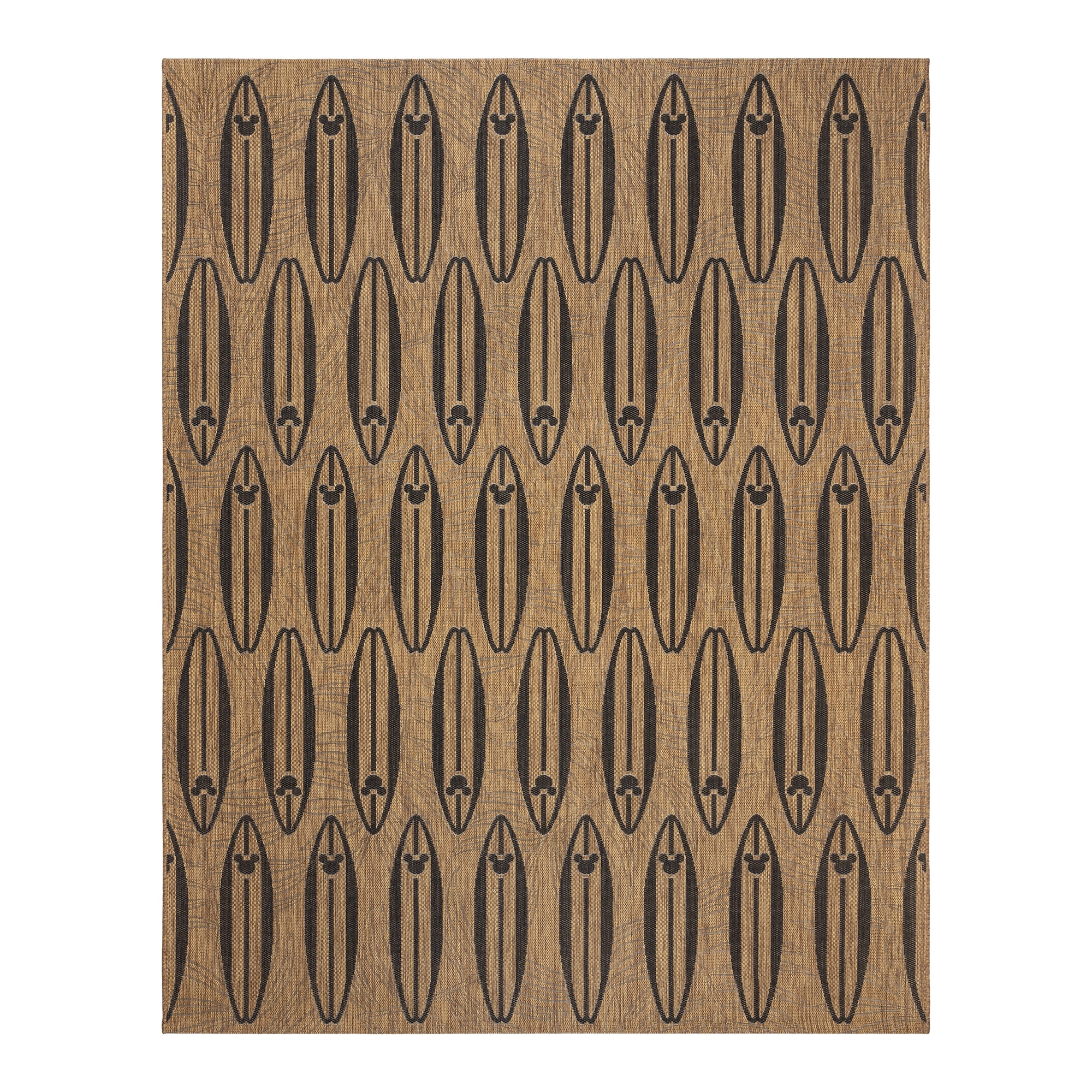 Disney Outdoor Surfboard Coastal Graphic Chestnut/Black Area Rug, 9x13