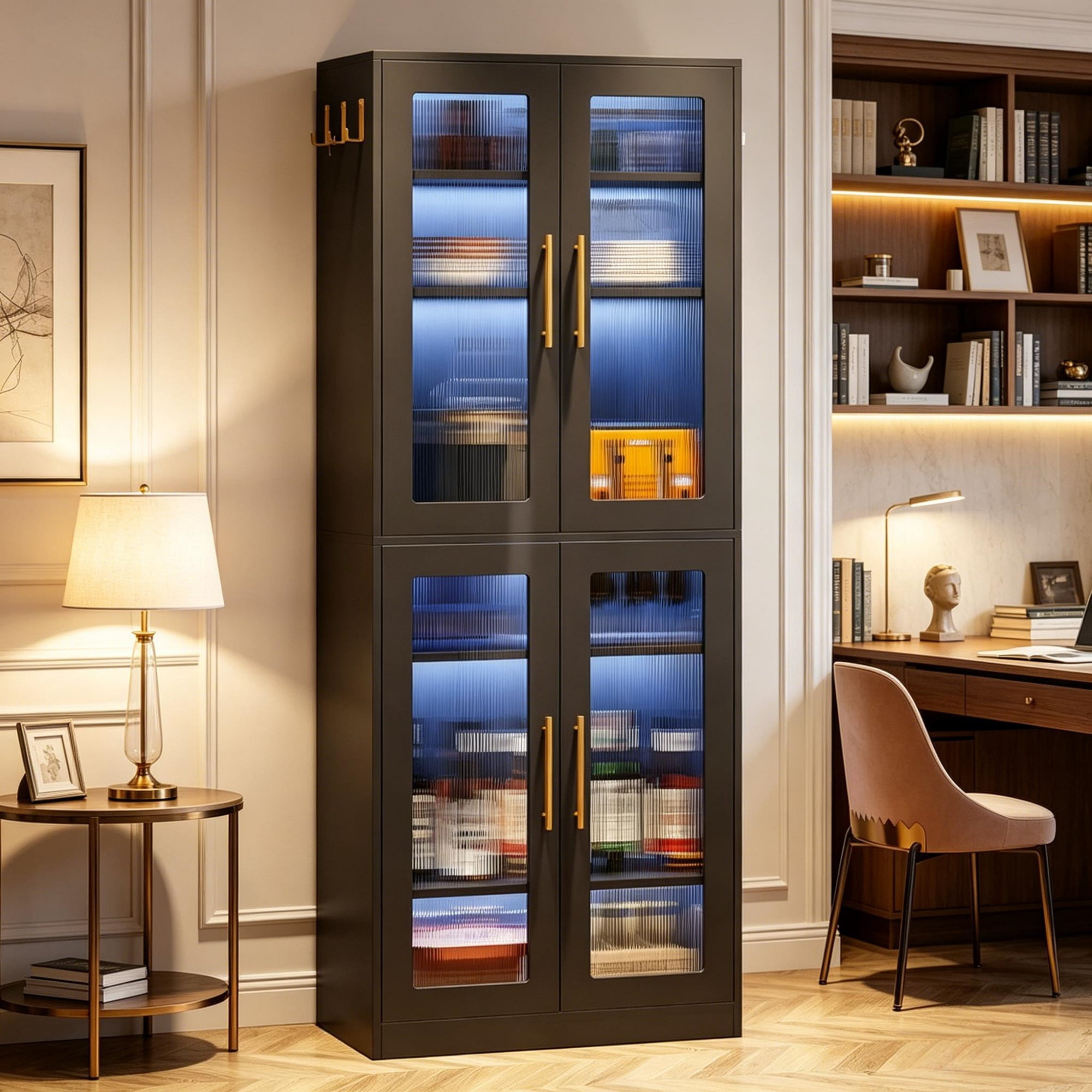 LED-Lit Bookcase with Remote-Controlled RGB Light