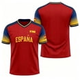 thumbnail image 2 of Mens Soccer Shirt Spain Raglan Tops Short Sleeve Summer Graphic Tee Casual V Neck T Shirt Sports Fan Casual Tops Tee L, 2 of 4