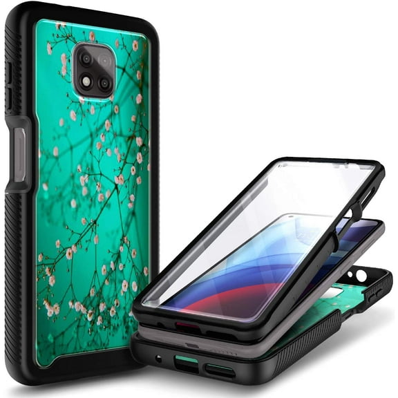 Nagebee Phone Case for Motorola Moto G Power 2021 with Built-in Screen Protector, Full-Body Protective Rugged Bumper Cover, Shockproof Durable Case (Plum)