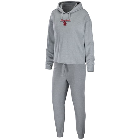 Women s WEAR by Erin Andrews Heather Gray St. Louis Cardinals Logo Pullover Hoodie & Pants Sleep Set