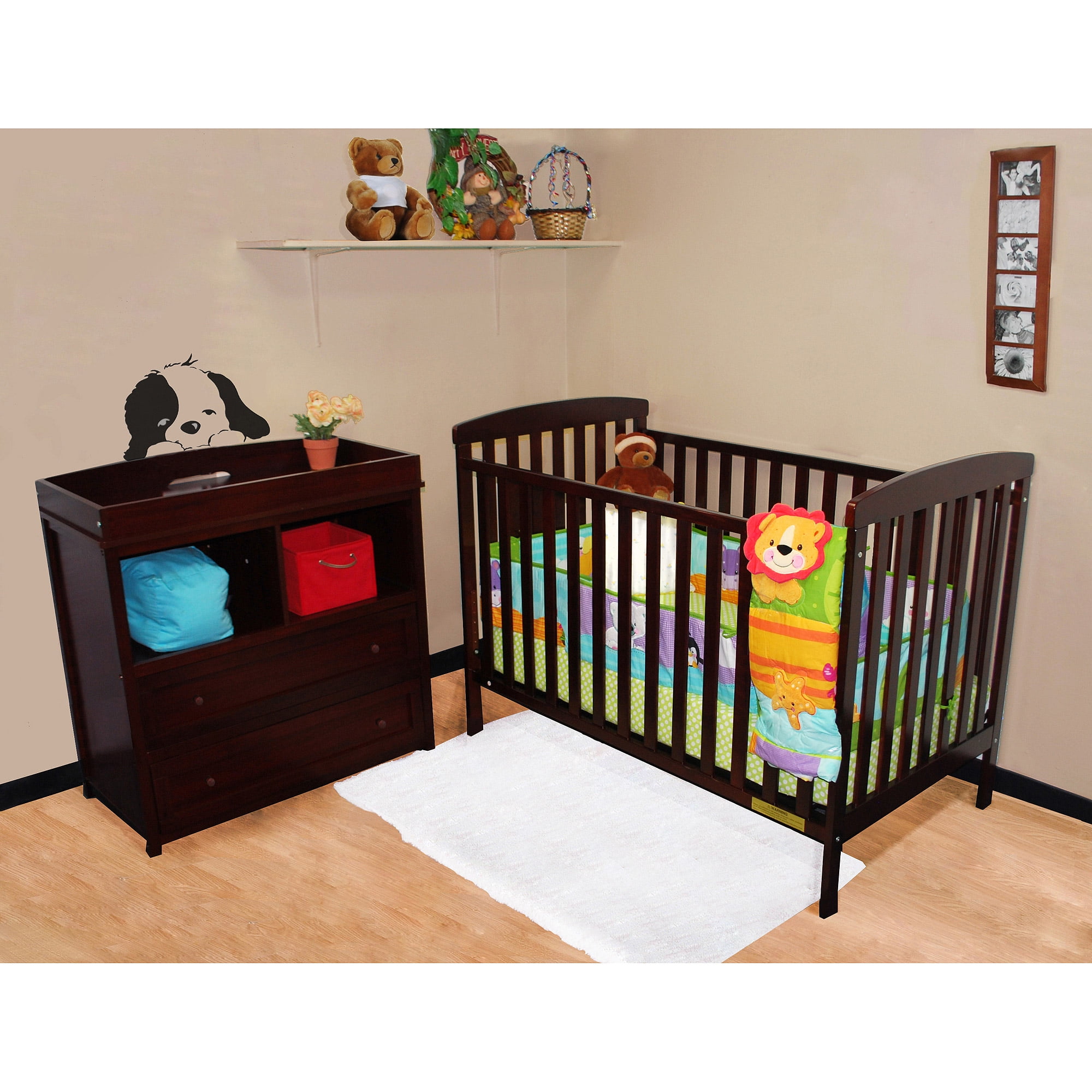 baby crib and changing table set