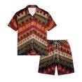 thumbnail image 5 of Men's 2 Piece Summer Outfit Casual Short Sleeve Button Down Shirt and Drawstring Shorts Set Texture Print Vacation Tracksuit, 5 of 6
