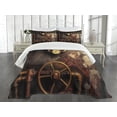 thumbnail image 3 of Ambesonne Industrial Quilted Bedspread Set 3 Pcs, Steam and Pressure Art, Queen Size, Dark Orange Umber, 3 of 5