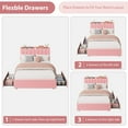thumbnail image 3 of LED Bed Frame with Wavy Bookcase Headboard & 2 Drawers, Boucle Upholstered Platform, Storage Design, No Box Spring Needed, 3 of 7