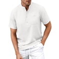 thumbnail image 6 of DPTALR Men's Henley Stand Collar T-Shirt,Short Sleeve Casual Pocket Top,White,Big Men's,Tall Men's XXL,Young Men's Shirts, 6 of 9