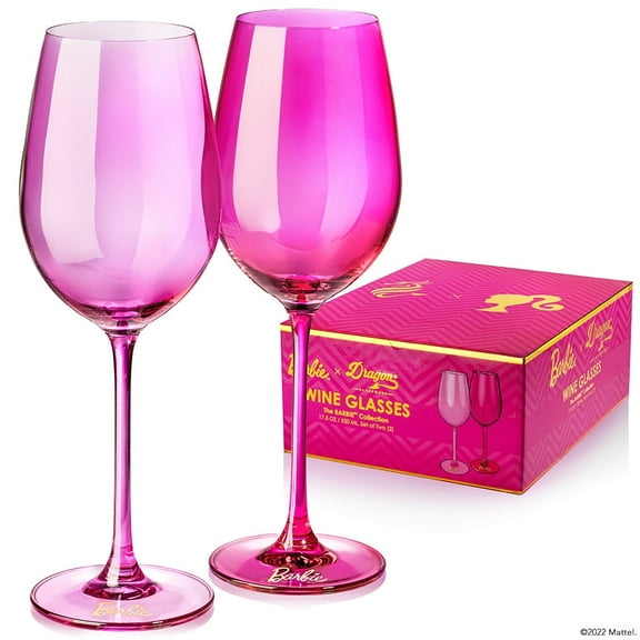 Barbie x Dragon Glassware 17.5 oz Stemmed Wine Glasses Set of 2