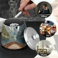 thumbnail image 4 of Yayeee Ashtray with Lid for Cigarette Smokeless Stainless Steel Home Ash Holder, Wooden Boat, 4 of 7