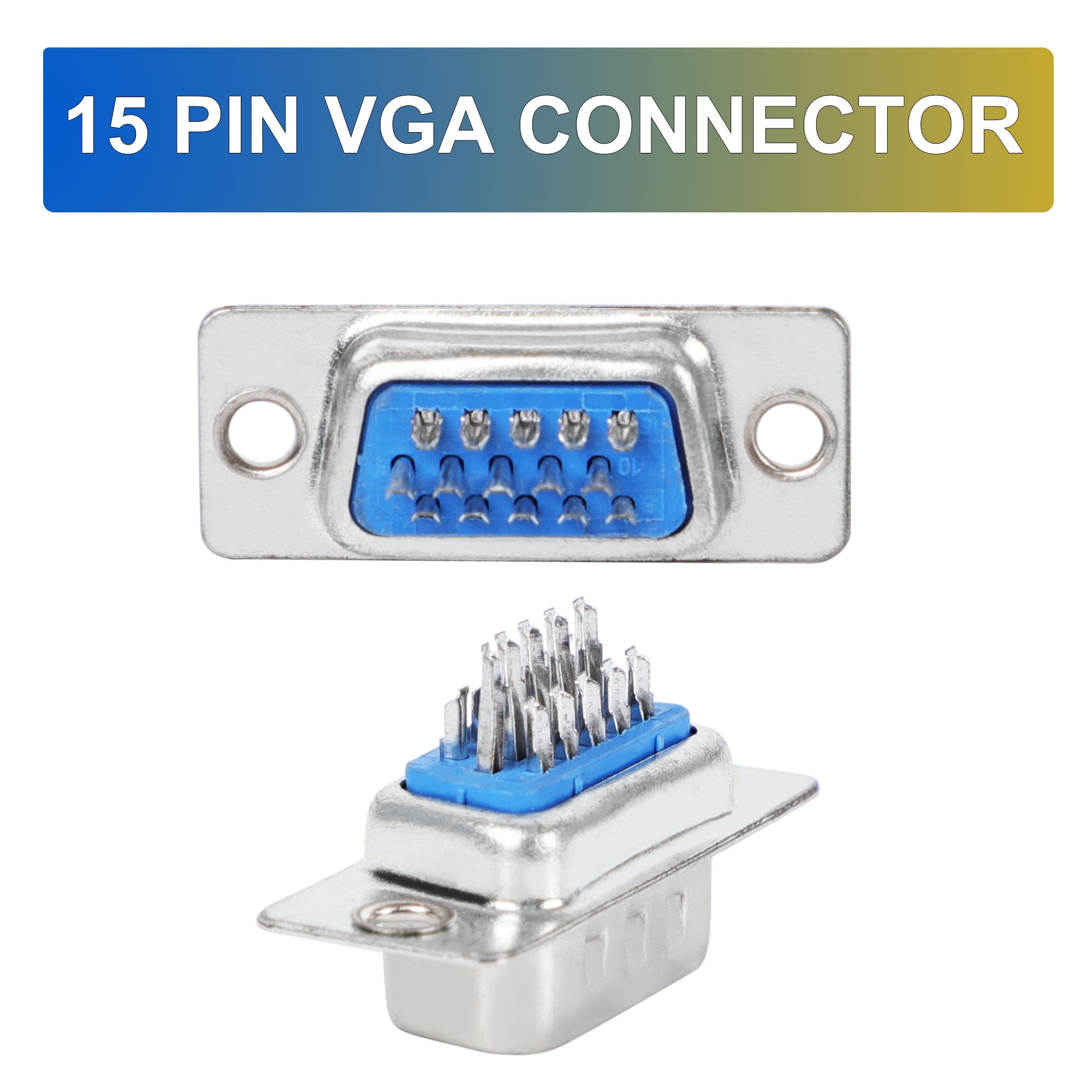 Unique Bargains 2 Pcs Soldering DB15 DB-15 Male Pin Plug VGA D-Sub Connector Adapter
