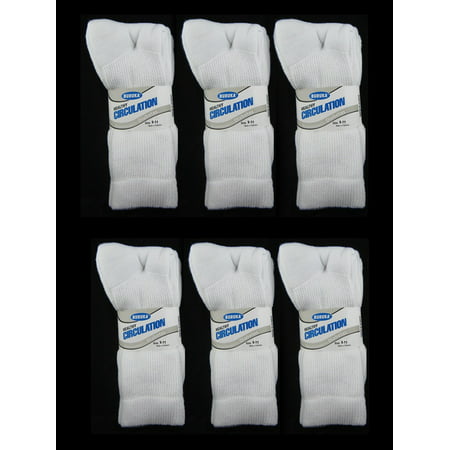 6 Pairs Diabetic Crew Circulatory Socks Health Support Mens Loose Fit Sz 9-11 (Best Rated Diabetic Socks)