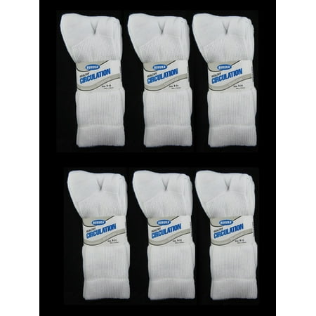 Length Diabetic Socks - 6 Pairs Diabetic Crew Circulatory Socks Health Support Mens Loose Fit Sz 9-11 !