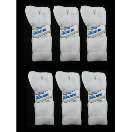 6 Pairs Diabetic Crew Circulatory Socks Health Support Mens Loose Fit Sz 9-11