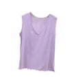 thumbnail image 1 of ZVNAΖH Women's Plus Size Modal Tank Top, V-Neck Ruffle Hem Sleeveless Summer Layering Tops Undershirt, M-5XL, 1 of 5