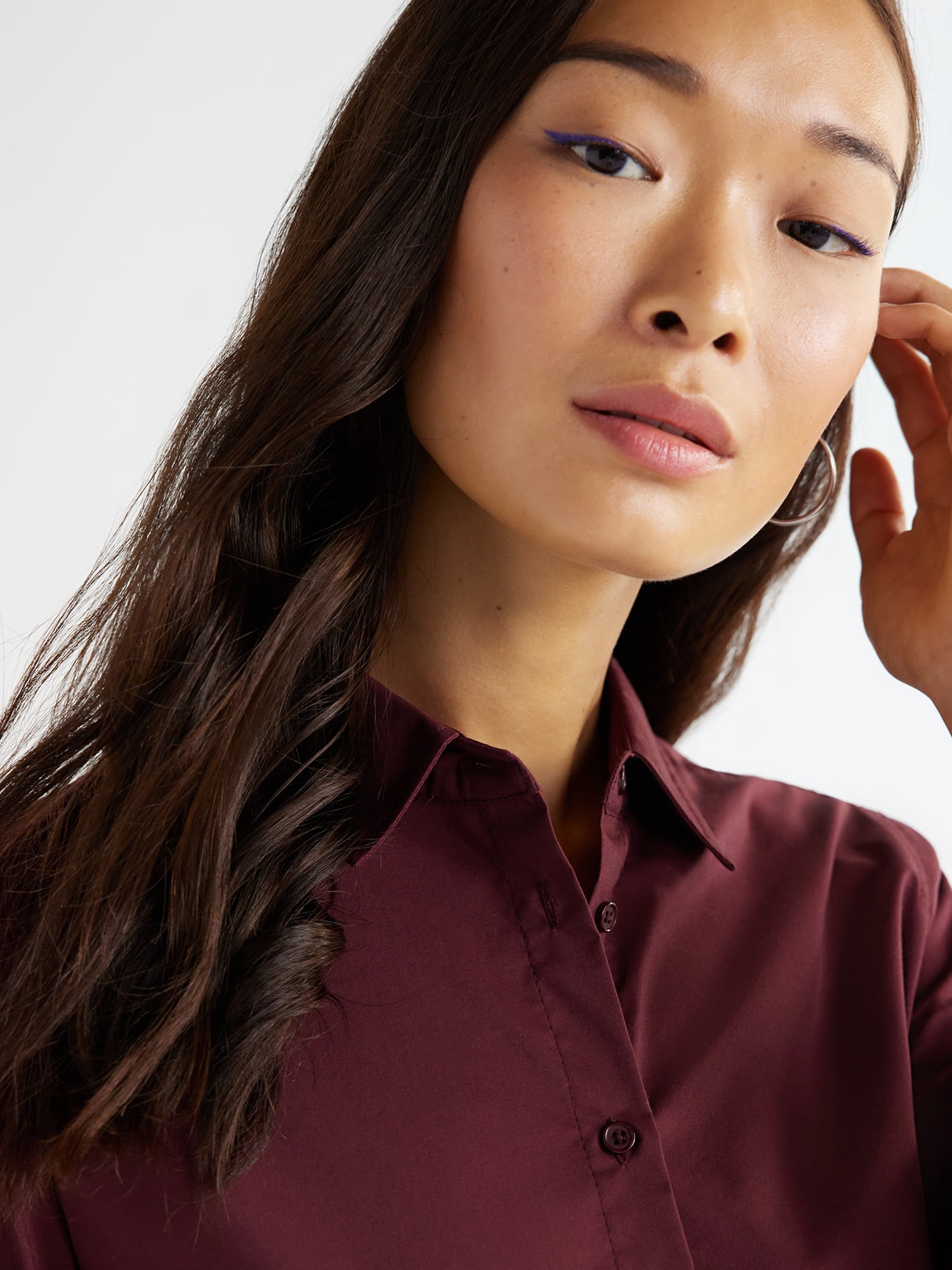 Time and Tru Women's Woven Button Down Shirt, Sizes S-XXXL