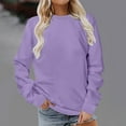 thumbnail image 2 of HVOBTTY Womens Long Sleeve Pullover Sweatshirt, Fall Tops for Women Plus Size, Women's Casual Solid Color Crew Neck Sports Cinched Waist Sweatshirt Purple, XL, 2 of 5