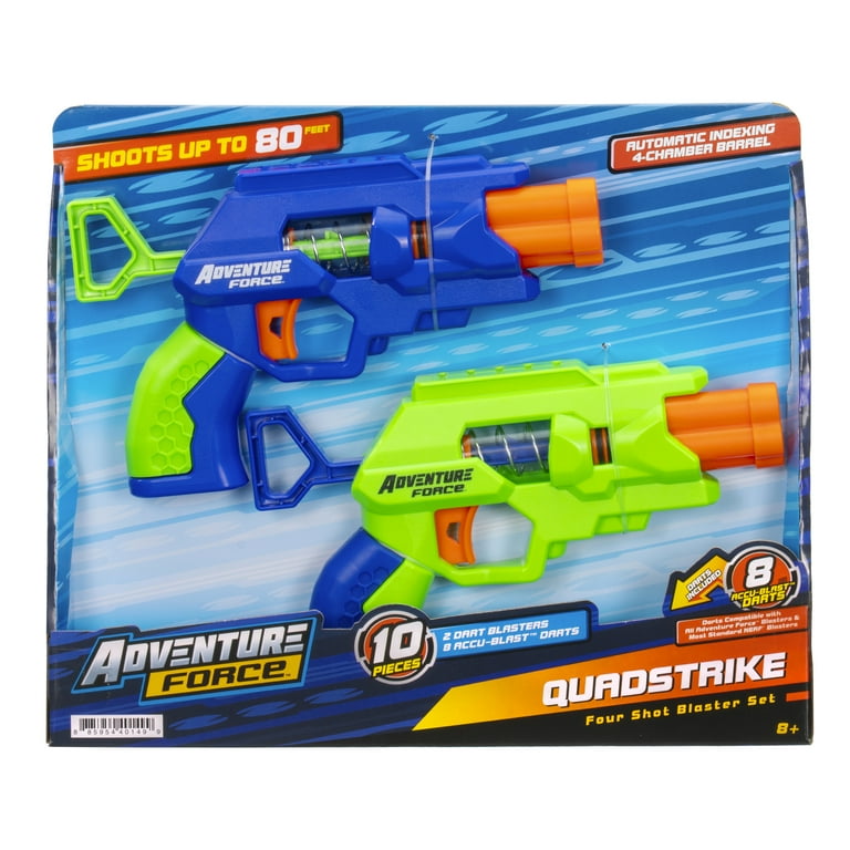 Adventure Force QuadStrike Blaster Set, Spring-Powered Auto