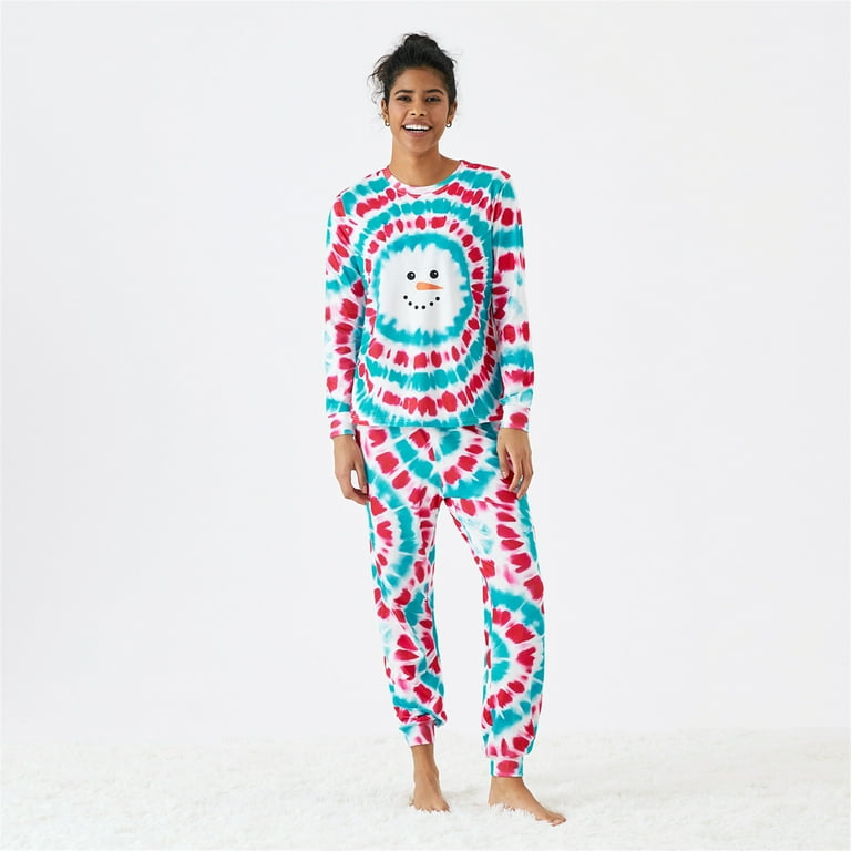 PatPat Kids Pajamas Christmas Snowman Tie Dye Print Family Matching Colorful Pjs Sleepwear Sets 4 5 Years Flame Resistant Walmart