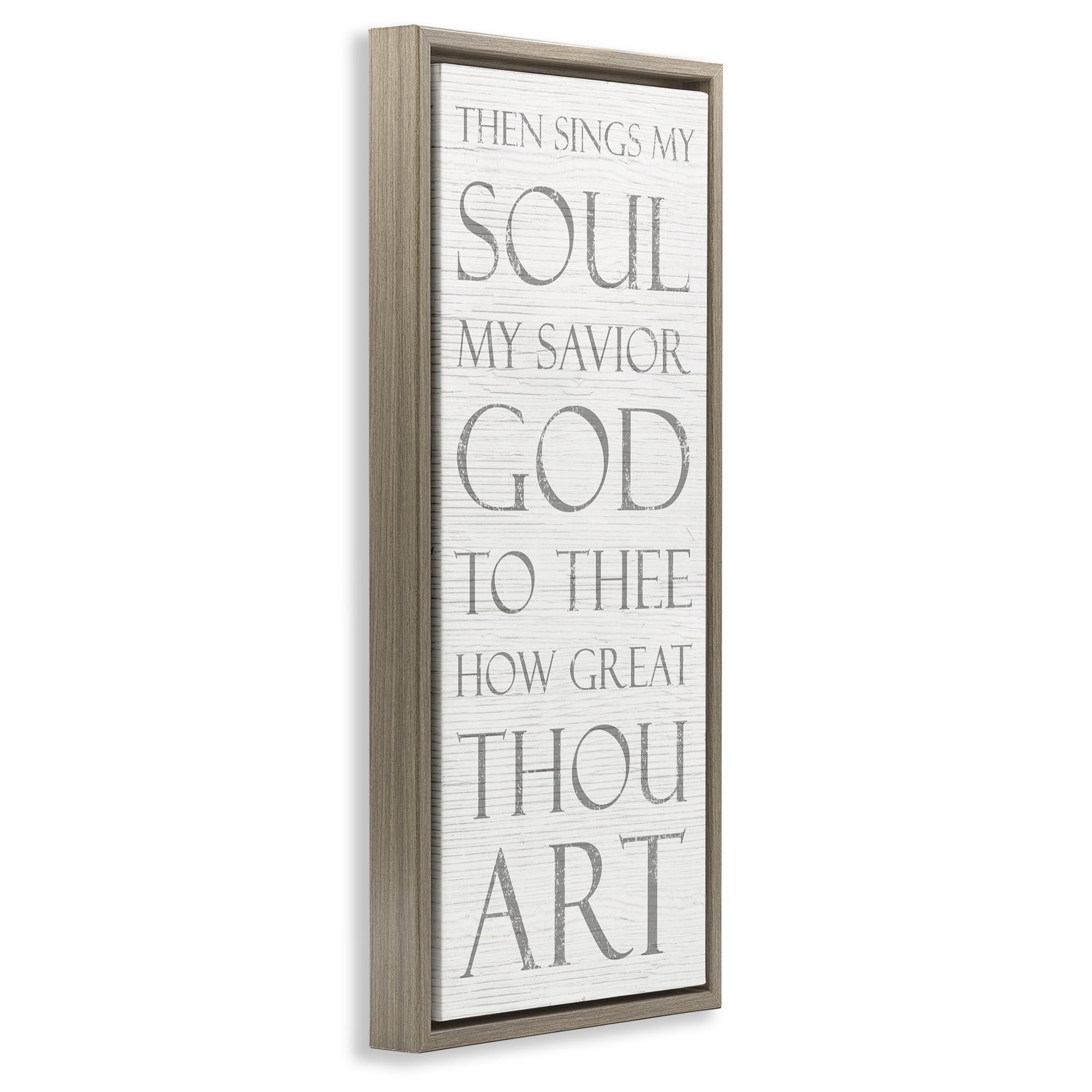 Stupell Industries Then Sings My Soul Religious Religious Painting Brown Floater Framed Canvas Art Print Wall Art, 11 x 25