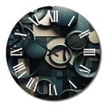 thumbnail image 4 of Designart "Fragmented Forms Teal Abstraction" Cubism Oversized Wall Clock, 4 of 5