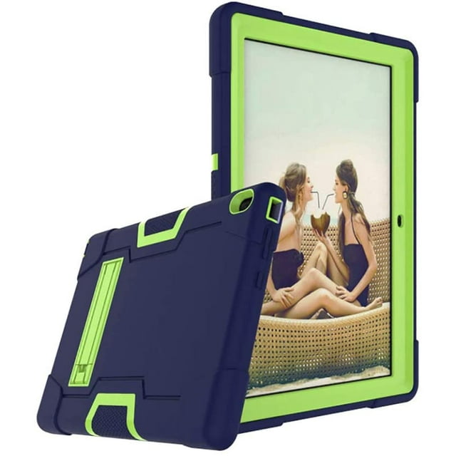 Mignova pour Lenovo Tab E10 (TB-X104F) Étui, Robuste Antichoc Hybride Robuste Armure Rigide Étui de Protection Intégrale (Support Intégré) pour Tablette Lenovo 2018 Tab E 10 10,1 Pouces (Marine/vert)