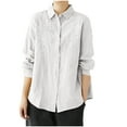 thumbnail image 1 of Vestidos Casuales Para Mujer, Blusas De Mujer De Moda Camisa de manga larga con botones de solapa y bordado de lino para mujer, 1 of 5